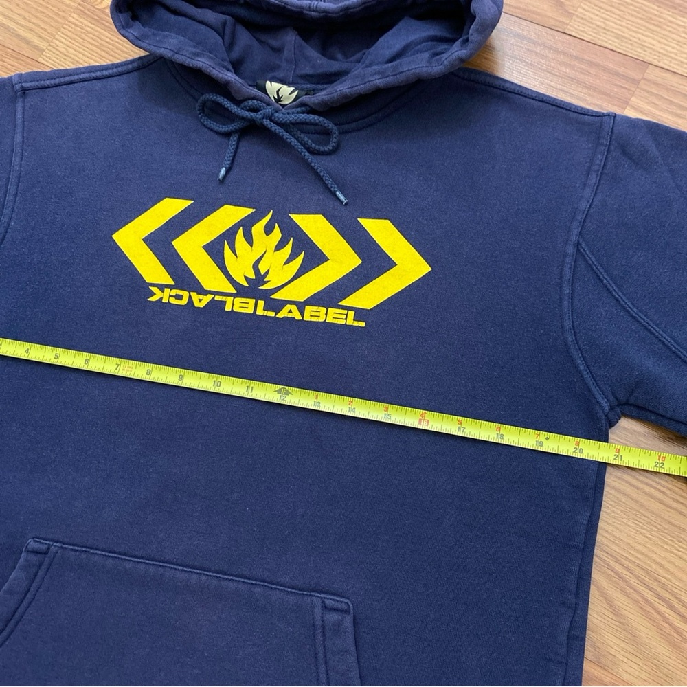 Vintage 90s Black Label Skate Hoodie with Yellow Design Size S USA Made Grunge - Picture 6 of 7
